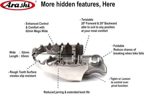 Vista 3 de Arashi Reposapiés delantero para BMW R1200GS / GSA/ADV Adeventure 2013-2018 Accesorios de motocicleta Rider reposapiés Peg Pedal GS 1200 GS Plata