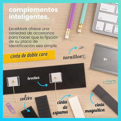 Vista 8 de ExcelMark Placa de identificación grabada personalizada de 2 x 8 pulgadas con esquinas cuadradas