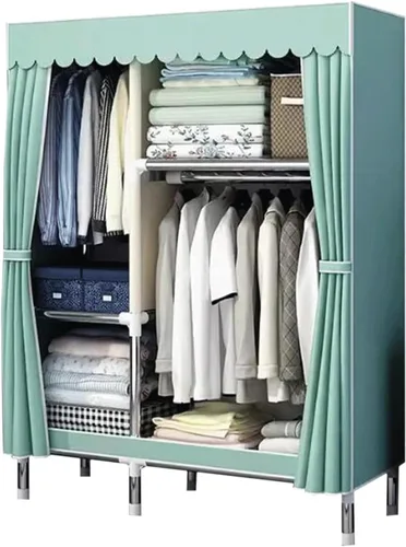 Vista 17 de large closets Portable Wardrobe Closet Thick Metal Frame Closets for Bedroom Cloth Wardrobe Closet for Bedroom Hanging Clothes Closet Space-saving