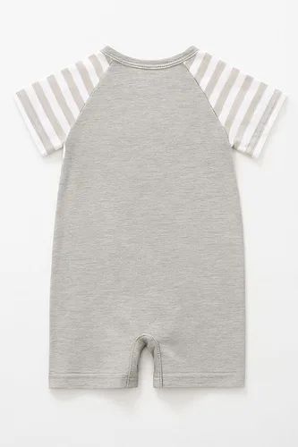 Vista 3 de stylesilove Mameluco unisex de algodón para bebé, traje de manga corta con bonitos gráficos, mangas a rayas, 3-24 meses