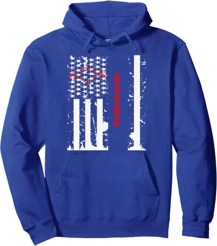 Vista 4 de Perro De Presa Canario Dog Graphic with Vintage USA Flag Pullover Hoodie