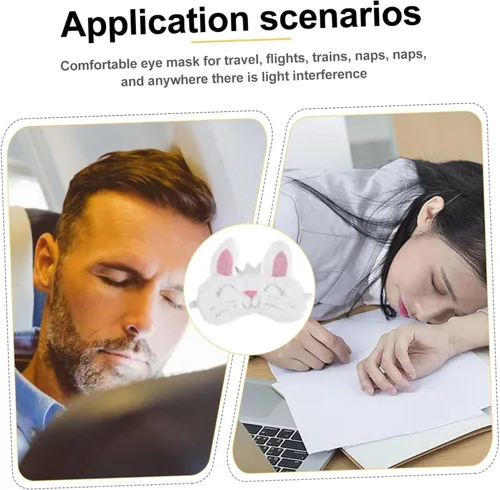 Vista 5 de SHERCHPRY 1 máscara de animales para parche para dormir mujeres niñas sombra sombra sombra máscara de sueño conejo de felpa con los ojos vendados