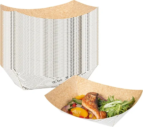 Vista 7 de Restaurantware -Bio Tek - Bandejas de alimentos de 2 onzas, 400 bandejas de papel desechables para alimentos, resistentes, a prueba de grasa, botes