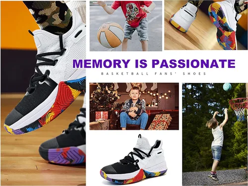 Vista 7 de ASHION Zapatos de baloncesto para hombre, tenis de baloncesto medios, antideslizantes, para entrenamiento con amortiguación al aire libre