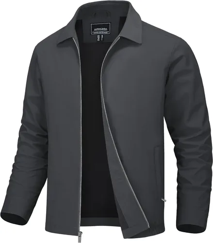 Vista 9 de MAGNIVIT Chaquetas ligeras para hombre, cortavientos ligeros, con cremallera completa, elegante, abrigo de golf, negocios, trabajo, vestido casual
