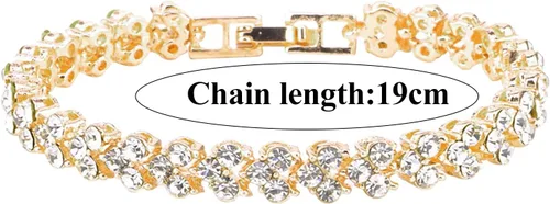 Vista 3 de Pulseras de eslabones de moda para mujeres y niñas, pulsera de diamantes de imitación de drenaje único de oro para mujer, pulseras de diamantes