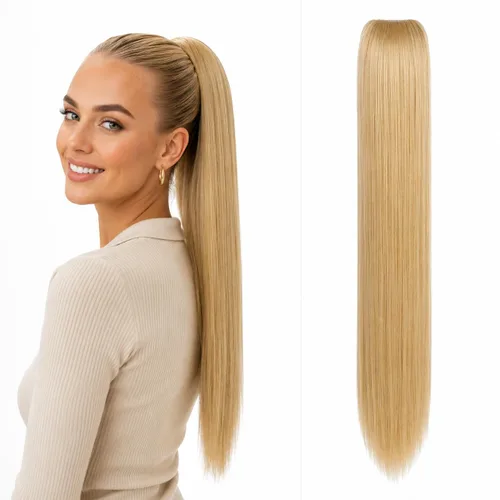 Vista 19 de CAISHA Extensión de cola de caballo de 22" con cordón voluminoso Straigtht negro-marrón PH503