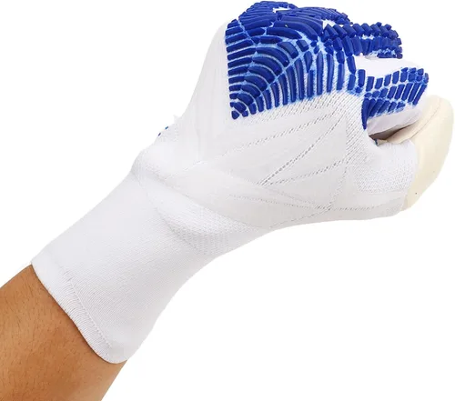 Vista 9 de Guantes de portero de fútbol con fuerte agarre en la palma, protección adicional para los dedos, material de látex antideslizante y nailon, diseño