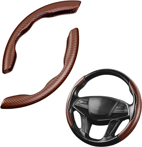 Vista 23 de LoyaForba Funda universal para volante de automóvil, protector universal de cuero segmentado de 15 pulgadas, antideslizante y suave, transpirable