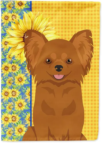 Vista 284 de Caroline's Treasures WDK5313GF Bandera de jardín con diseño de girasoles de verano, color negro y tostado, Airedale Terrier para buzón, bandera