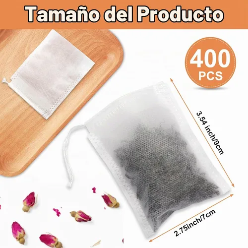 Vista 2 de 400 bolsas de té para té de hojas sueltas, bolsas de filtro desechables vacías Blanco 400 piezas