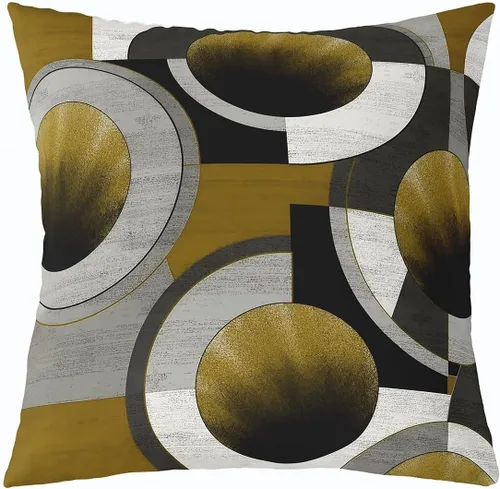 Vista 34 de Funda de almohada moderna con estampado de líneas geométricas de doble cara de 16 x 16 pulgadas, funda de almohada cuadrada suave con remolinos