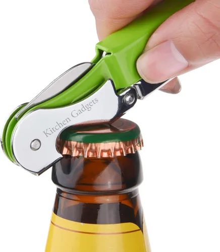 Vista 5 de Sacacorchos para abrevinos, paquete de 3, multiherramienta 3 en 1: sacacorchos de doble bisagra + cuchillo cortador de papel de aluminio + abridor
