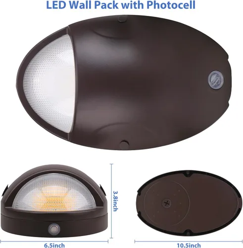 Vista 6 de dephen Paquete de luz LED de emergencia de 15 W con batería de reserva y fotocélula, paquete de pared del atardecer al amanecer 3500K/4000K/5000K