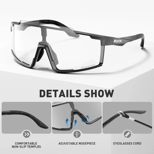 Vista 4 de SCVCN Gafas de sol de ciclismo fotocromáticas deportivas para hombres y mujeres, gafas de montaña MTB, protección UV, conducción y correr
