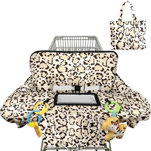 Vista 18 de Funda negra para carrito de compras para bebé, funda para silla alta 2 en 1, con arnés de seguridad, multifuncional, patrón de perro, fundas