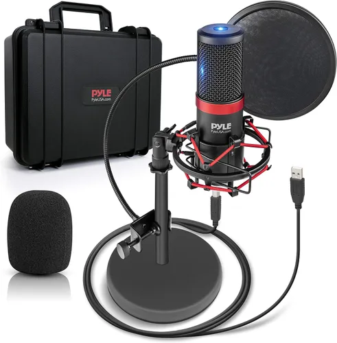 Vista 11 de Kit de grabación de podcasts de micrófono USB, micrófono de condensador cardioide de audio con soporte de escritorio y filtro pop, para juegos, PS4