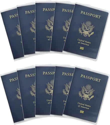 Vista 13 de Funda impermeable transparente para pasaporte, protector de pasaporte de plástico, artículos esenciales de viaje, unisex para adultos, con funda