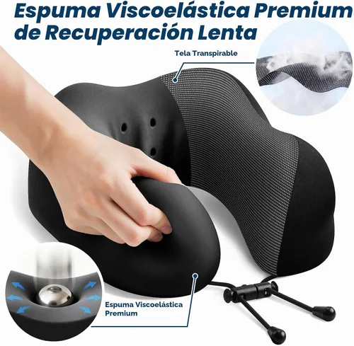 Vista 3 de ExploreBliss Almohada de viaje, almohada de espuma viscoelástica para el Negro