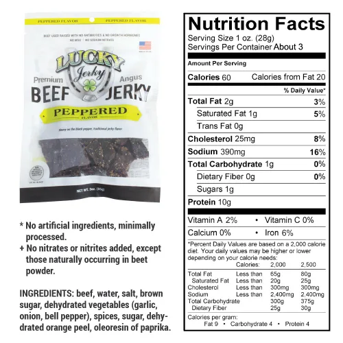 Vista 5 de Lucky Beef Jerky Peppered Slab/Stick Combo Pack, 27 onzas (paquete de 16)