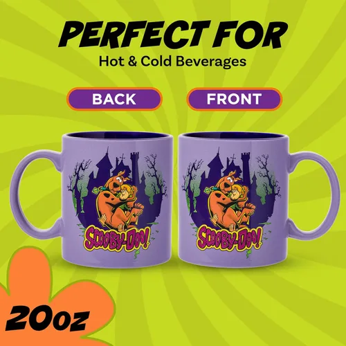 Vista 2 de Taza de cerámica con purpurina Silver Buffalo Scooby-Doo con Scooby-Doo y Shaggy, 20 onzas Casa Scooby Doo