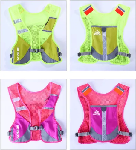 Vista 6 de AONIJIE Chaleco Paquete Ultraligero para Correr para Hombres y Mujeres Reflectante Transpirable Mochila de Hidratación para Senderismo, Camping, Azul