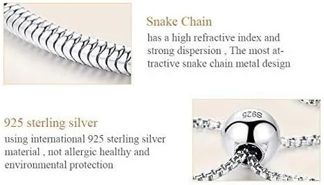 Vista 6 de Auténtica pulsera Bolenvi de plata de ley 925 de tamaño ajustable compatible con dijes de cuentas Pandora Metal