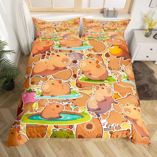Vista 26 de Juego de ropa de cama con estampado de piel de vaca para niños, juego de funda de edredón con patrón de piel de vaca, juego de funda de edredón