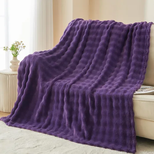 Vista 14 de NEWCOSPLAY Manta para Sofá Aqua Súper Suave de Franela Polar 3D Burbuja Ligera Manta de Cama para Uso en Todas las Estaciones (Aqua, Throw(50"x60"))