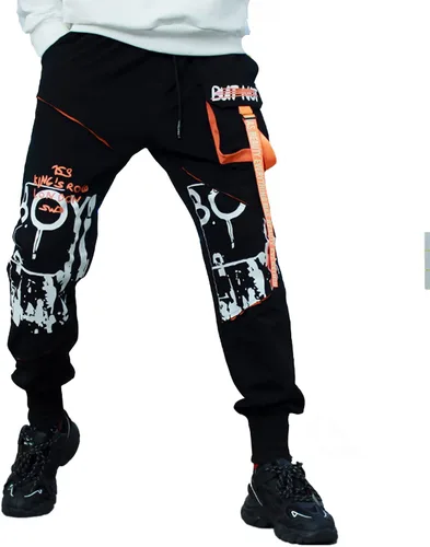 Vista 2 de XYXIONGMAO Techwear - Pantalones tácticos para hombre, estilo cargo, hip hop, harem, pantalones casuales sueltos, pantalones deportivos funcionales