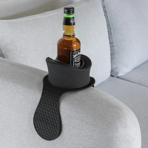 Vista 3 de Portavasos para sofá - Watruer El soporte antiderrame definitivo de silicona para tus bebidas en tu sofá o sofá - Negro