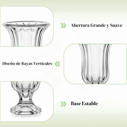 Vista 7 de Glasseam Jarrón de cristal con pedestal para flores, juego de 3 jarrones de compota de 7.5 pulgadas de alto, jarrones transparentes para centros