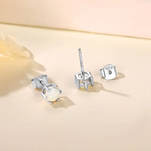 Vista 5 de Suplight 925 Sterling Silver 6 Prong Birthstone NecklaceStud Earrings, Dainty Small Crystal Jewelry for Women Girls (with Gift Box)