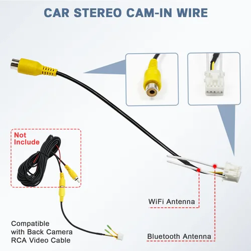 Vista 6 de Kit adaptador de arnés de cableado de radio Android de 16 pines Fiegromech ISO Car Stereo Wire Harness,10&20Pin RCA Connector Back Camera