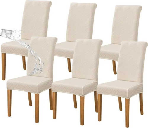 Vista 15 de FORCHEER Juego de 4 fundas para sillas de comedor para comedor, fundas elásticas para sillas de comedor y cocina, lavables y extraíbles
