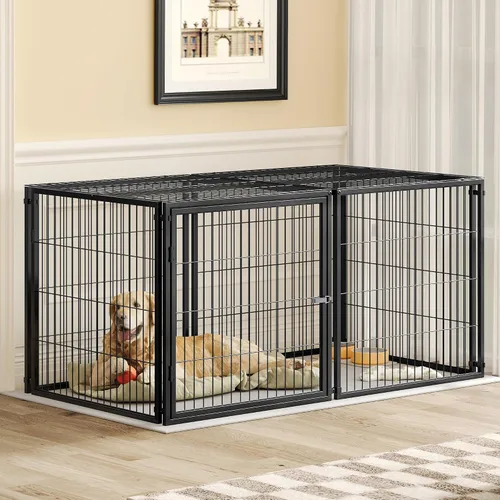 Vista 6 de Rophefx Jaula grande para perros, jaulas de metal de 63.7 pulgadas, perreras para perros grandes y medianos, jaula extra grande para interiores