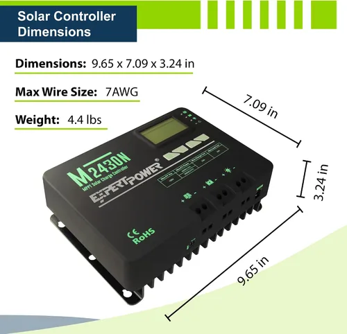 Vista 5 de ExpertPower Kit de panel solar de 400 W y 12 V Paneles solares mono-rígidos de 400 W, controlador de carga solar MPPT de 30 A RV, remolque
