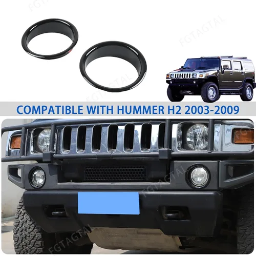 Vista 6 de Cubiertas de biseles para anillo de luz antiniebla para parachoques delantero, moldura para Hummer H2 2003-2009, accesorios protectores de lámpara