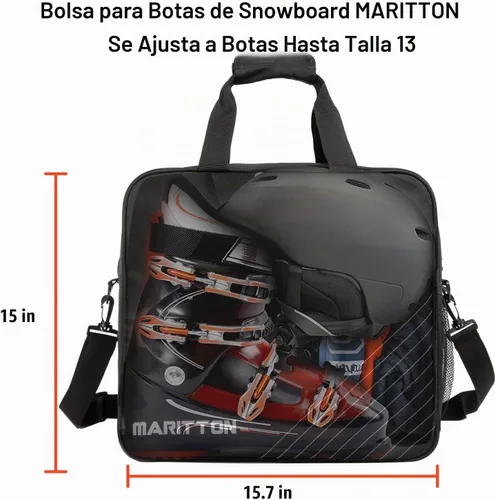 Vista 4 de Combo de bolsas acolchadas para botas de snowboard y tabla, Almacén y transporte de snowboard de hasta 165 cm y botas hasta la talla 13, Bolsas