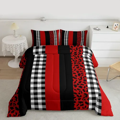 Vista 4 de Juego de edredón con estampado de leopardo para niños, tamaño individual, juego de ropa de cama de moda de piel de guepardo abstracto, decoración