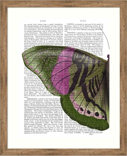 Vista 9 de Amanti Art Fab Funky - Lienzo decorativo para pared, diseño de mariposa en verde y rosa de 24 x 20 pulgadas, arte de pared de animales, decoración