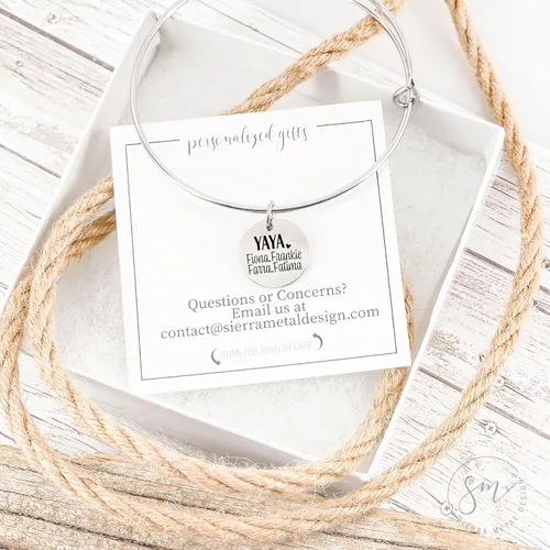 Vista 8 de Personalized Grandma Gift Mom Bangle Gran Jewelry Gift Birthday Gift For Mimi Gift Personalized Kids Name Love Bracelet for GMA Gift Idea