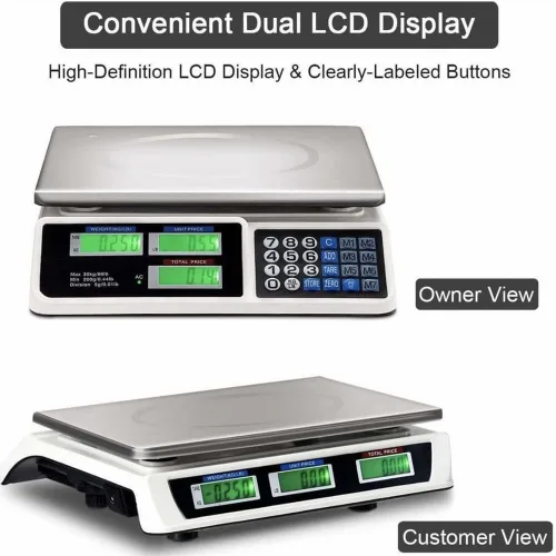 Vista 4 de Báscula comercial, 88.2 lbs/88 lB Escala de cálculo de precio digital Peso de alimentos Báscula de cocina de alimentos para contar productos