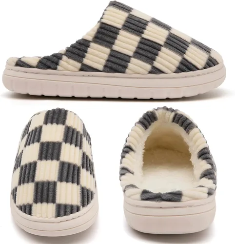 Vista 14 de Jaeynow Pantuflas mullidas para mujer en interiores, zapatos de casa unisex de espuma viscoelástica para hombre, zapatos de invierno cálidos