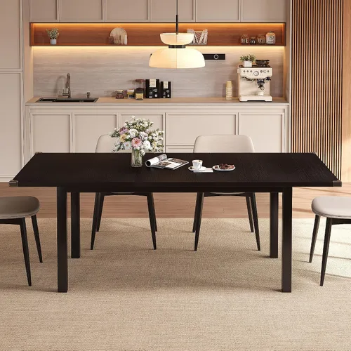 Vista 3 de Einhomn - Mesa de comedor moderna y extensible para 4-6 personas, mesa de cocina estilo granja de 63", mesas rectangulares para comedor, cocina