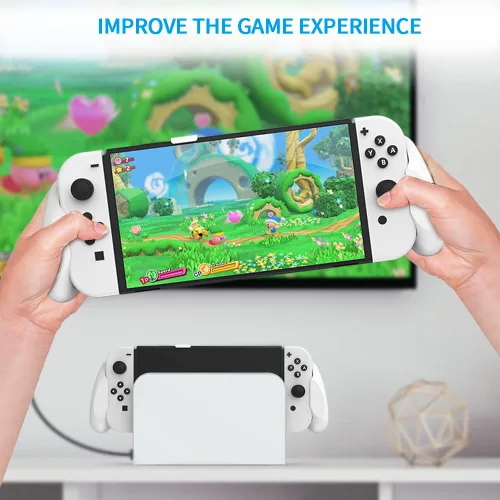 Vista 7 de JDDWIN Switch Switch OLED Dockable Hand Grip,comfort handheld for SwitchSwitch OLED with Specially Ergonomic Design(white)