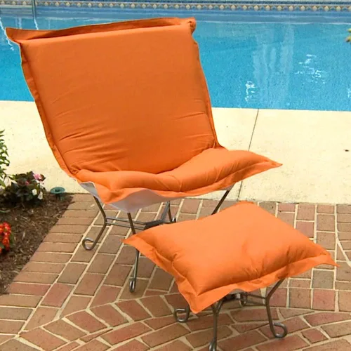Vista 6 de Howard Elliott Scroll Puff Chair con cubierta, marco de titanio, Seascape Canyon