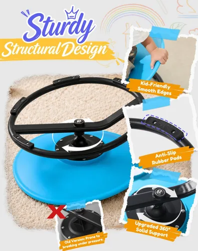 Vista 2 de Silla giratoria para niños autistas: juguete giratorio sensorial redondo, silla giratoria para niños con autismo, asiento giratorio sensorial