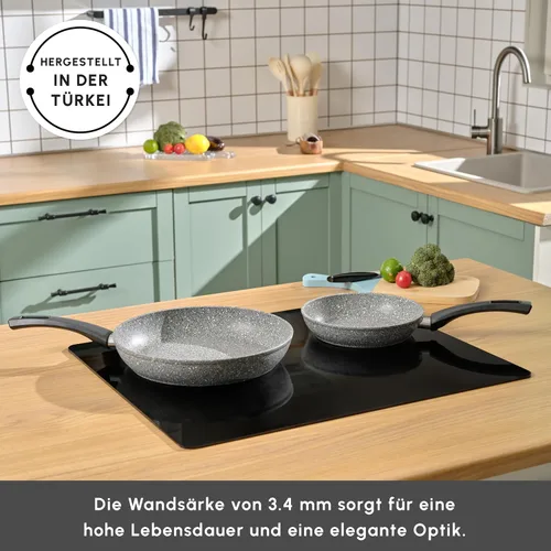Vista 3 de Karaca Gris Biogranite - Juego de 2 sartenes de inducción, 11.0 in, sartén de 7.9 in, color gris
