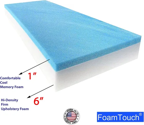 Vista 66 de FoamTouch Colchón litera de 7 pulgadas de alto x 28 pulgadas de ancho x 72 pulgadas de largo (solo espuma), carbón, sin funda